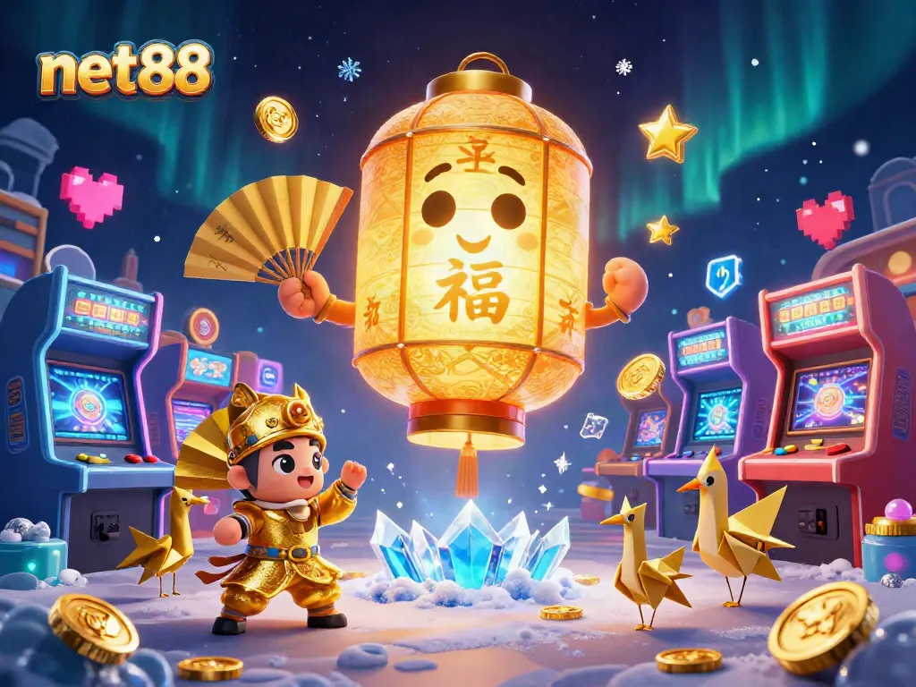 Experience thrilling gaming action with net88's vibrant casino atmosphere and lucky symbols.
