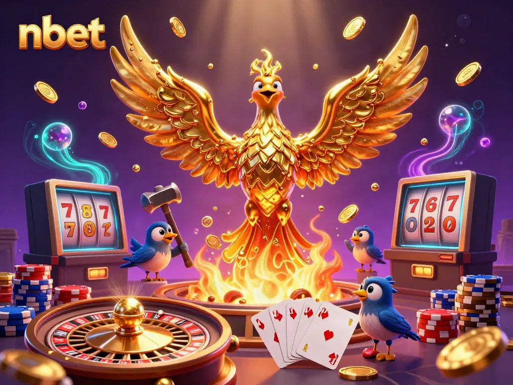 Experience the thrilling world of nbet with dynamic casino elements and a golden phoenix illustration.