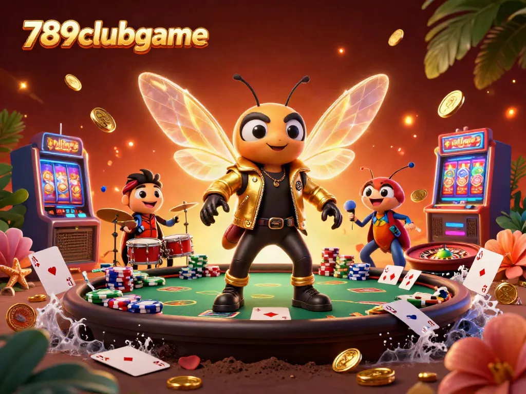 Experience the thrill of 789clubgame with vibrant poker tables and dynamic characters in a fanciful casino scene.