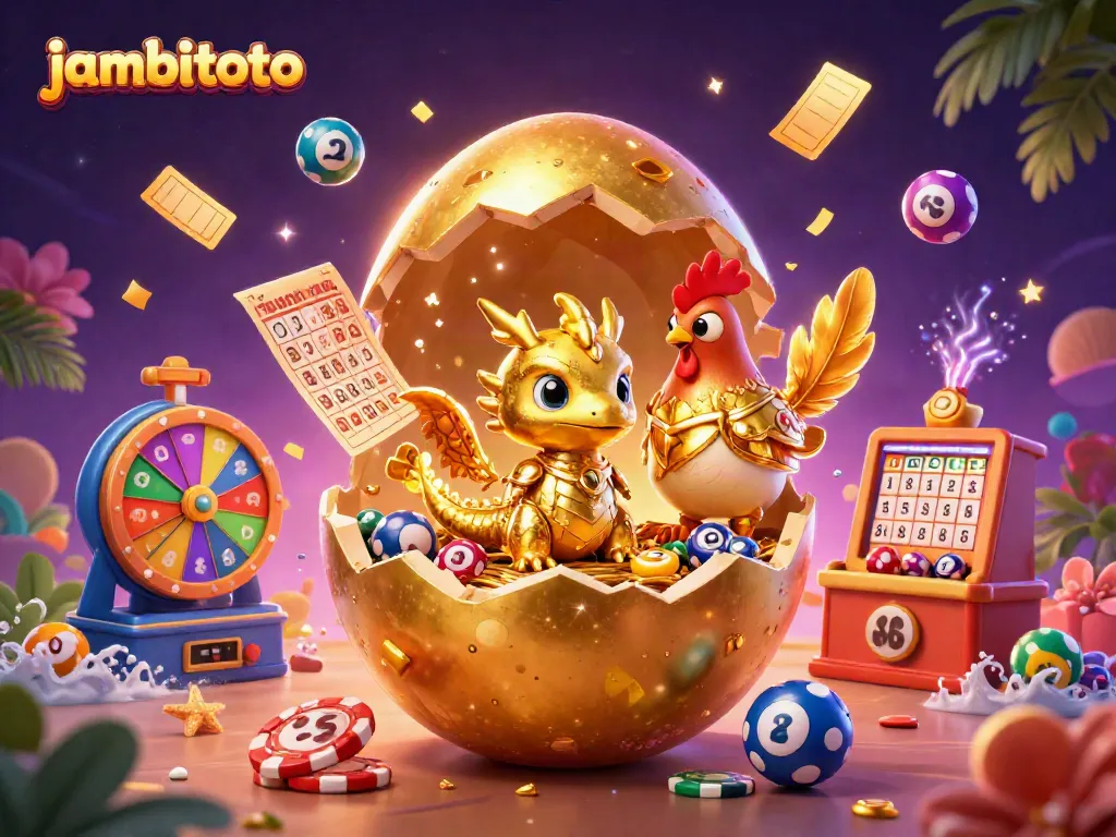 Experience the vibrant world of gambling with jambitoto - a golden dragon amidst a lively casino scene.