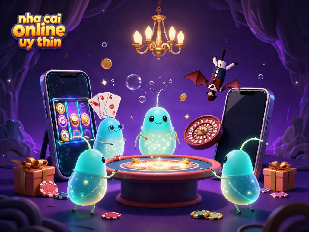Experience excitement at nha cai online uy tin with glowing glowworms lighting up a vibrant cave casino.