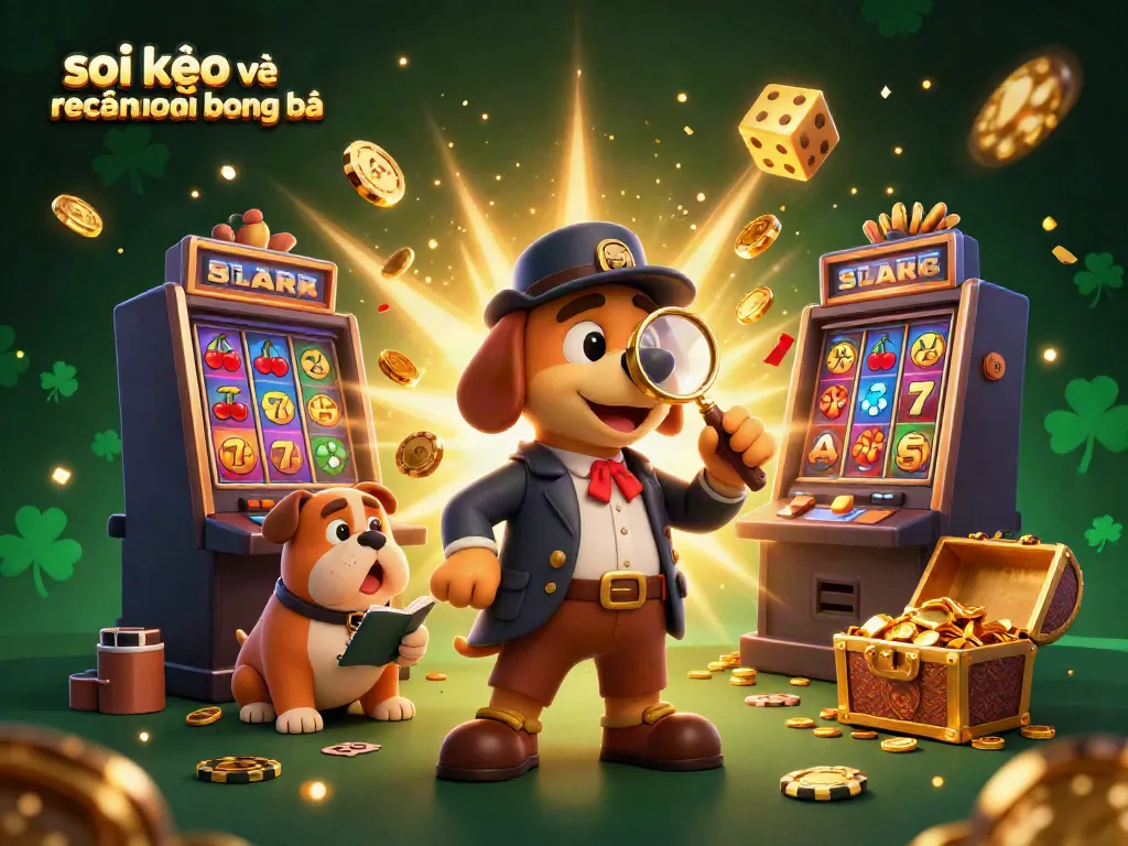 Engaging scene showcasing a detective and bulldog analyzing clues amidst a celebratory atmosphere in soi kèo và nhận định bóng đá.