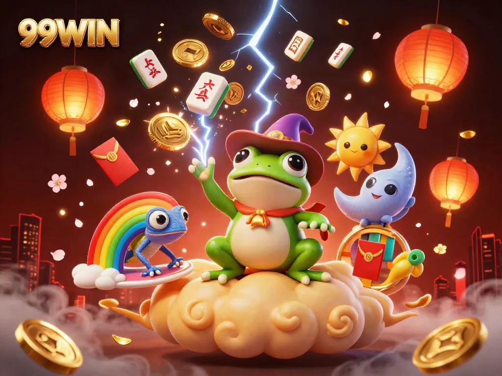 Experience the thrill of winning at 99WIN with a dynamic scene of fantasy characters and golden coins.