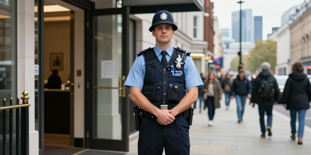 Security Guard at work providing community safety in London.