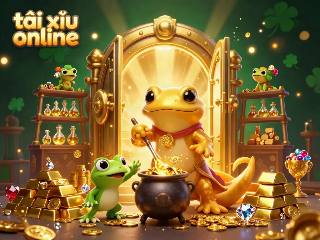 Engage in tài xỉu online action with exciting golden treasure and alchemists creating wealth.