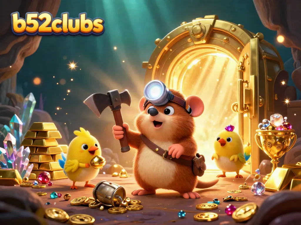 Join the excitement at b52clubs and discover treasures in this dynamic gambling adventure scene.