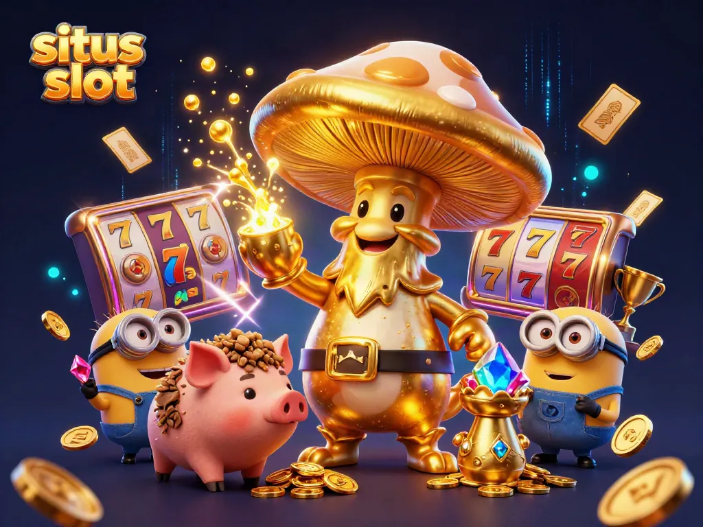 Engage in exciting slot adventures at situs slot with a dynamic 3D illustration of magical characters and elements.