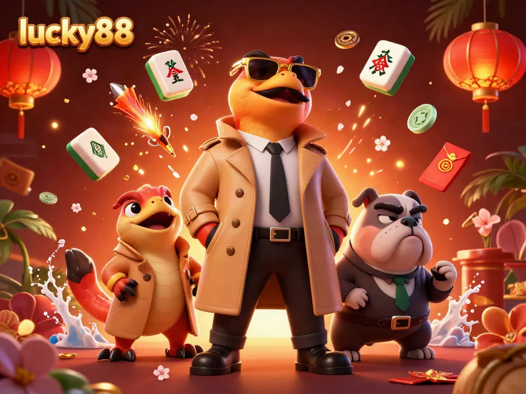 Engage in the exciting world of lucky88 with vibrant raptors and casino elements in a playful scene.