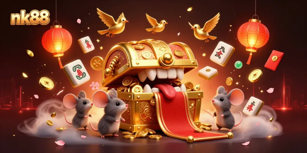Experience the excitement of nk88 casino gaming with animated treasure chest and glowing elements.
