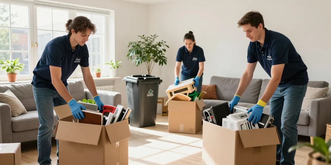 Eco-friendly house clearance service in London with professional team sorting furniture and waste.