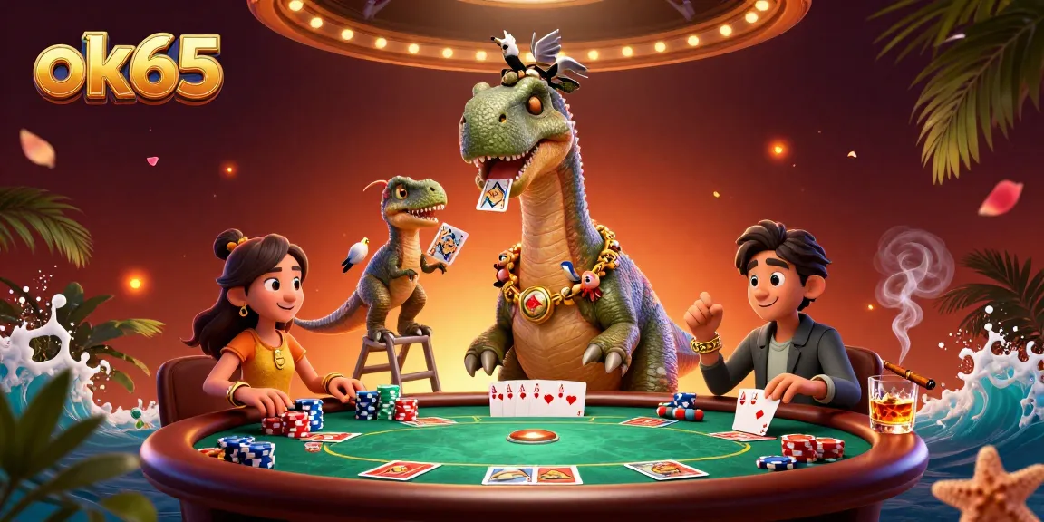Engage with ok65 high-stakes poker action featuring dynamic characters and vibrant casino elements.