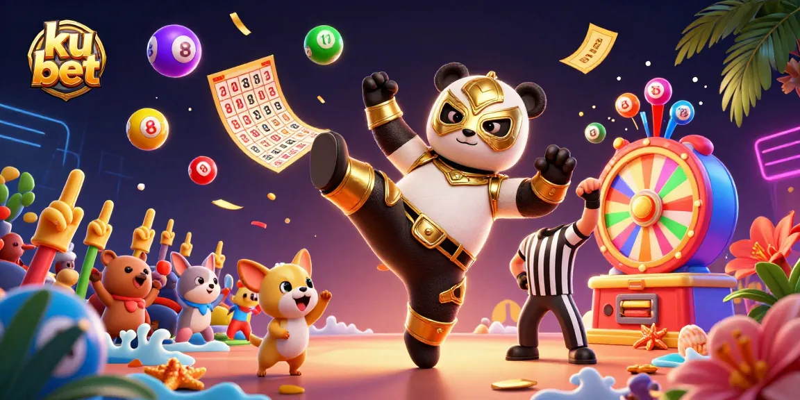Engage with ku bet's exciting opportunities amidst a vibrant trading floor, with animated creatures celebrating.