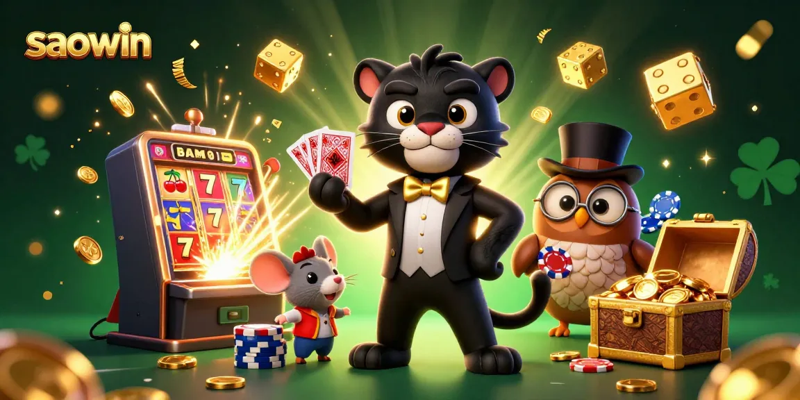 Experience the excitement of saowin gaming with a vibrant 3D casino illustration showcasing engaging characters and thrilling actions.
