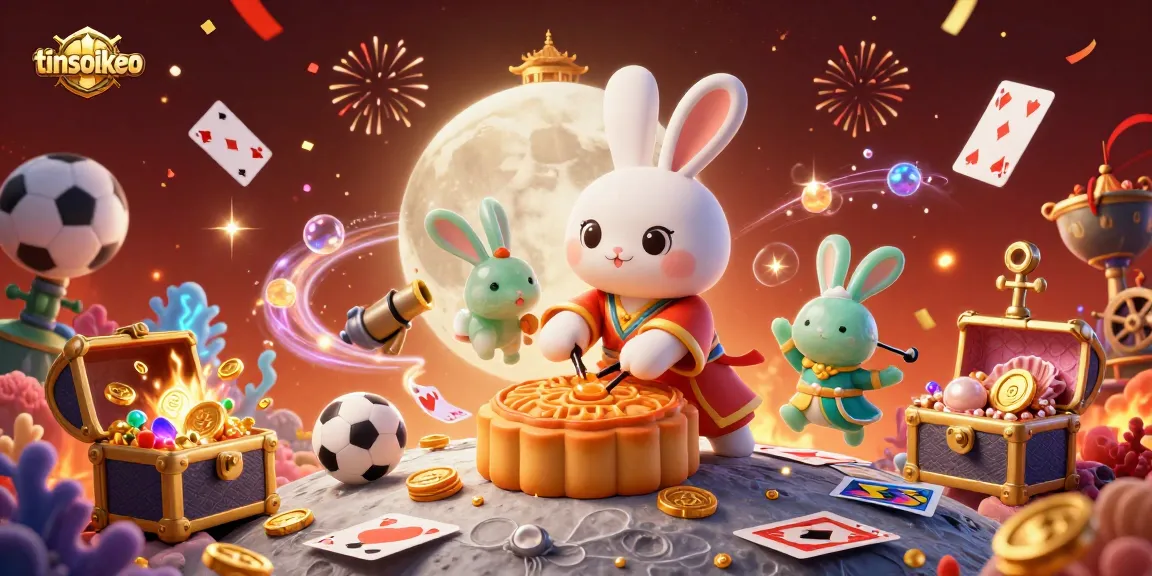 Experience thrilling sports betting with tinsoikeo as the moon rabbit unveils poker chips from golden mooncakes.
