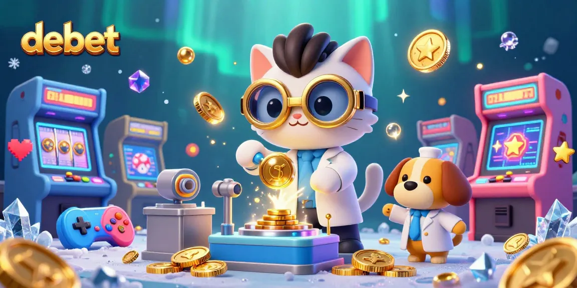 Win big at debet with this vibrant 3D casino scene featuring cartoon characters and gaming elements.