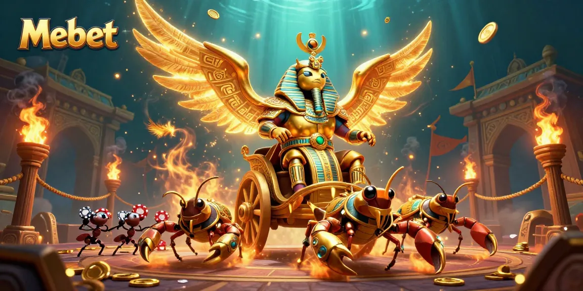 Mebet offers thrilling gambling experiences in a vibrant casino setting with classic symbols.