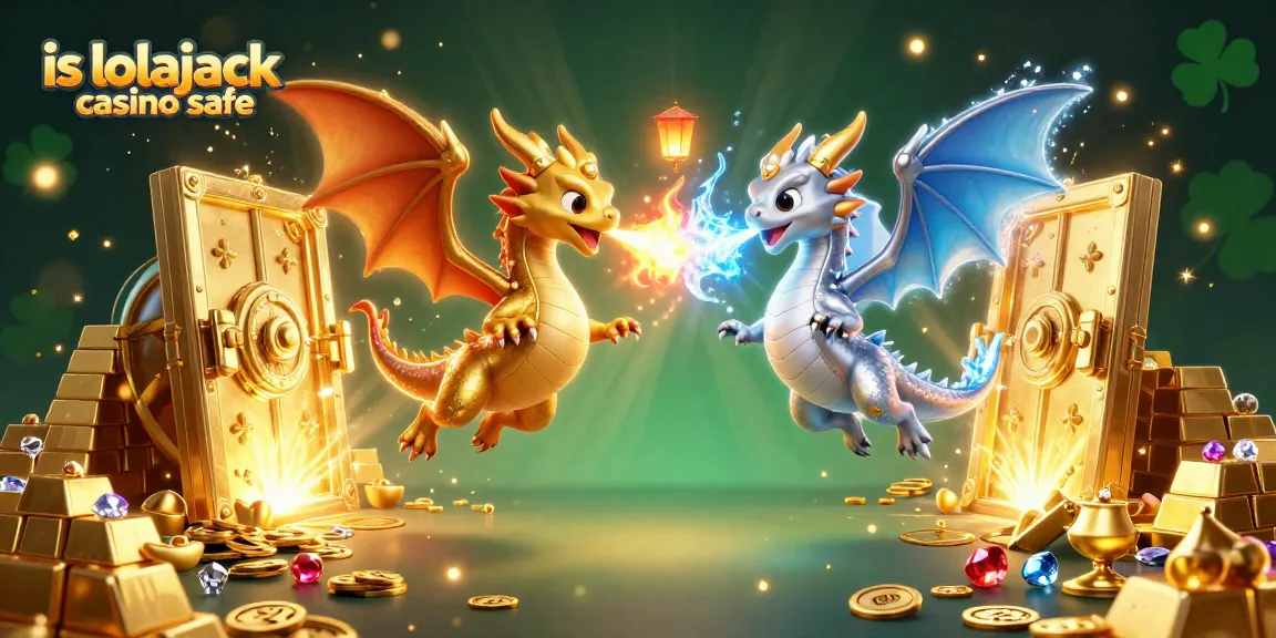 Experience is lolajack casino safe with vibrant dragons and treasures in a magical scene.
