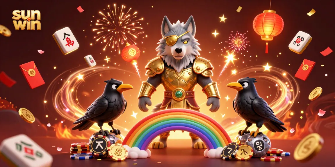 Experience the excitement of sun win with Odin and ravens amid casino chips and festive elements.