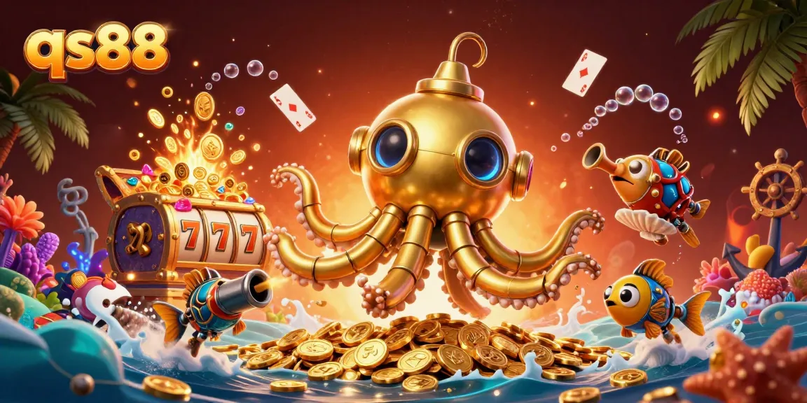 Experience slots action with qs88's golden kraken in a treasure-filled underwater world.