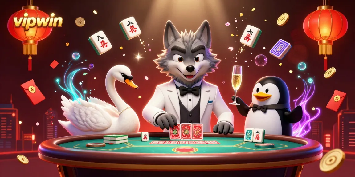 Experience thrilling baccarat action at vipwin with animated characters and festive casino elements.