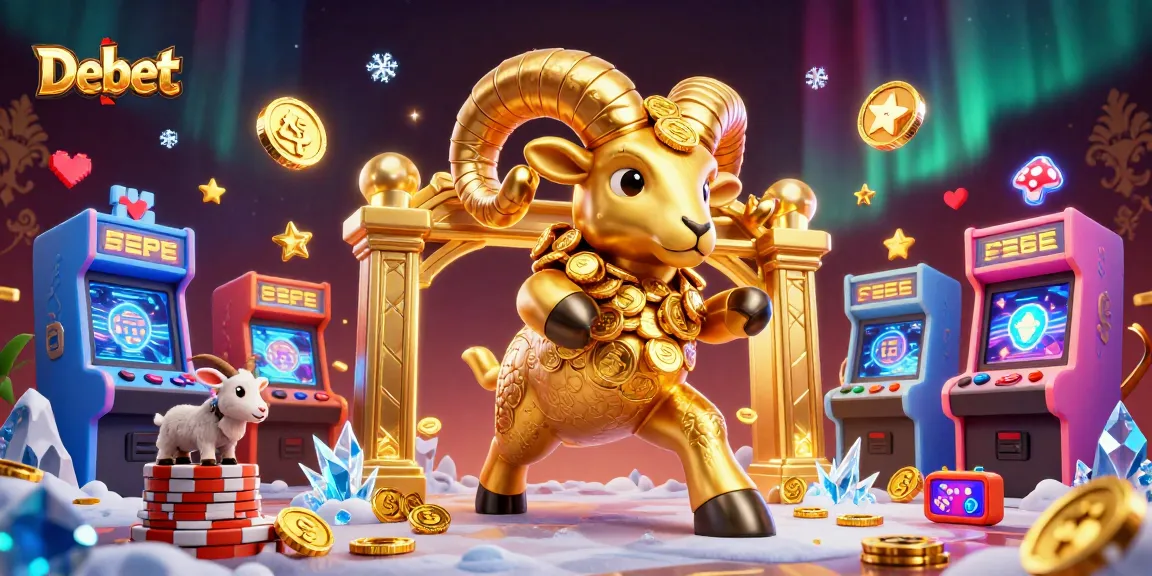 Engage with Debet as a vibrant golden ram charges through a dynamic casino scene.