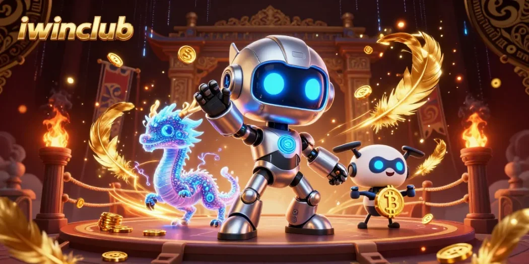 Win with iwinclub at a vibrant 3D cyberpunk-themed online casino.