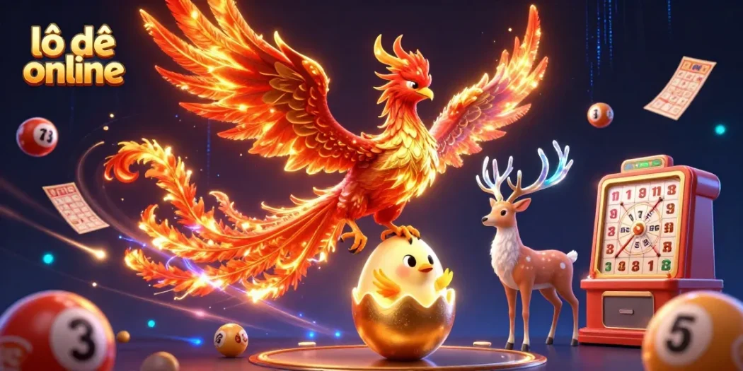 Win big with lô đề online in this colorful 3D illustrated scene of lottery excitement.