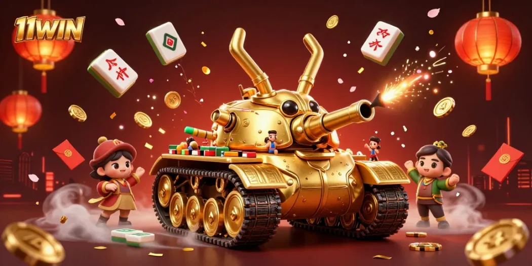 11WIN - Play exciting casino games with a golden beetle tank theme showcasing vibrant elements.