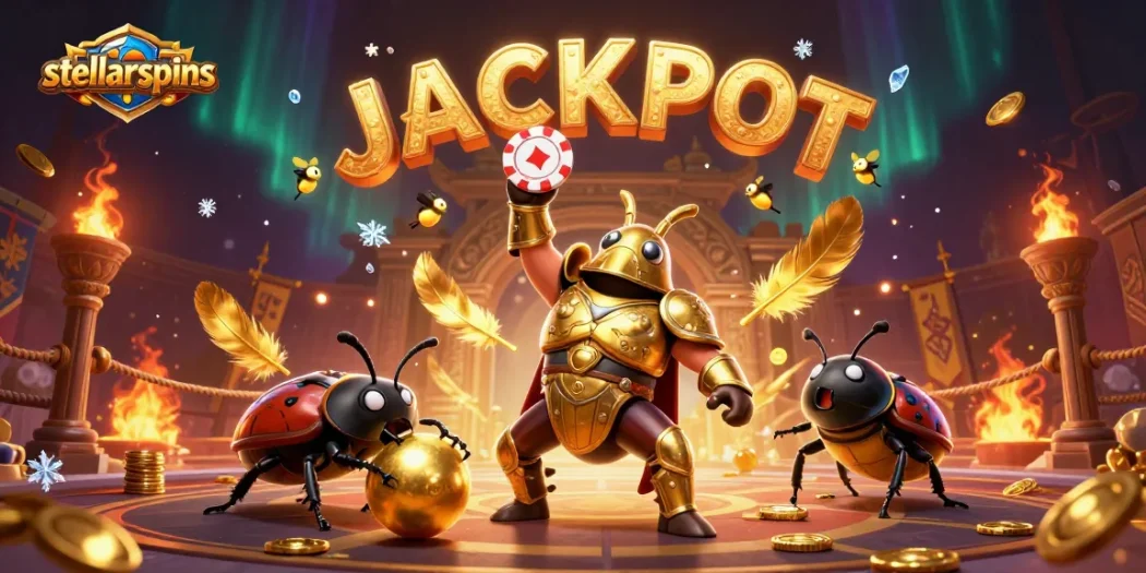 Experience stellarspins excitement with a gladiator beetle in a vibrant casino arena!