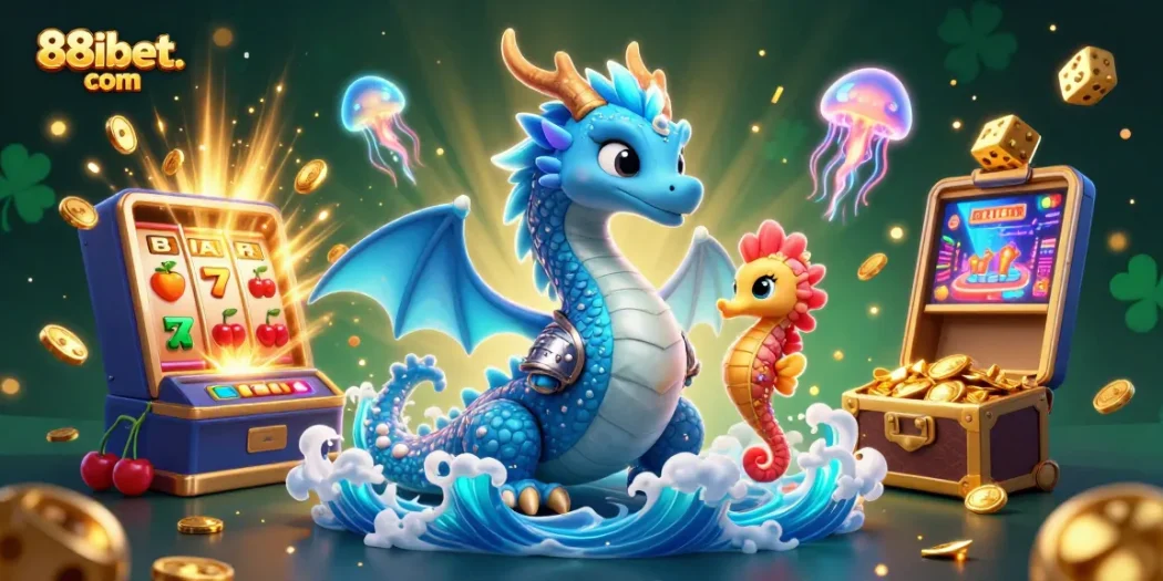 Experience thrilling jackpots at 88ibet. com with the majestic 3D water dragon and vibrant casino atmosphere.